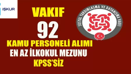 Sosyal Yardımlaşma En Az İlkokul Mezunu 92 Personel Alacak